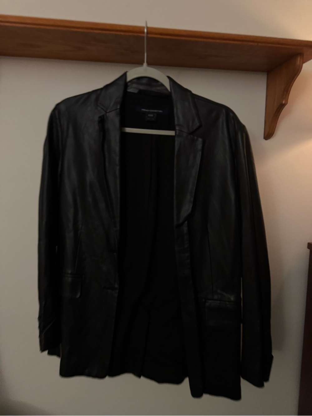 French Connection Black Leather Blazer Jacket